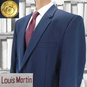 Louis Martin Men's 50R Navy Suit jacket Blazer Sport jacket Wool blend